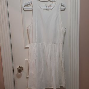 GAP fit and flare white linen dress